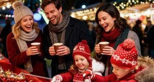 Family enjoying a festive day out